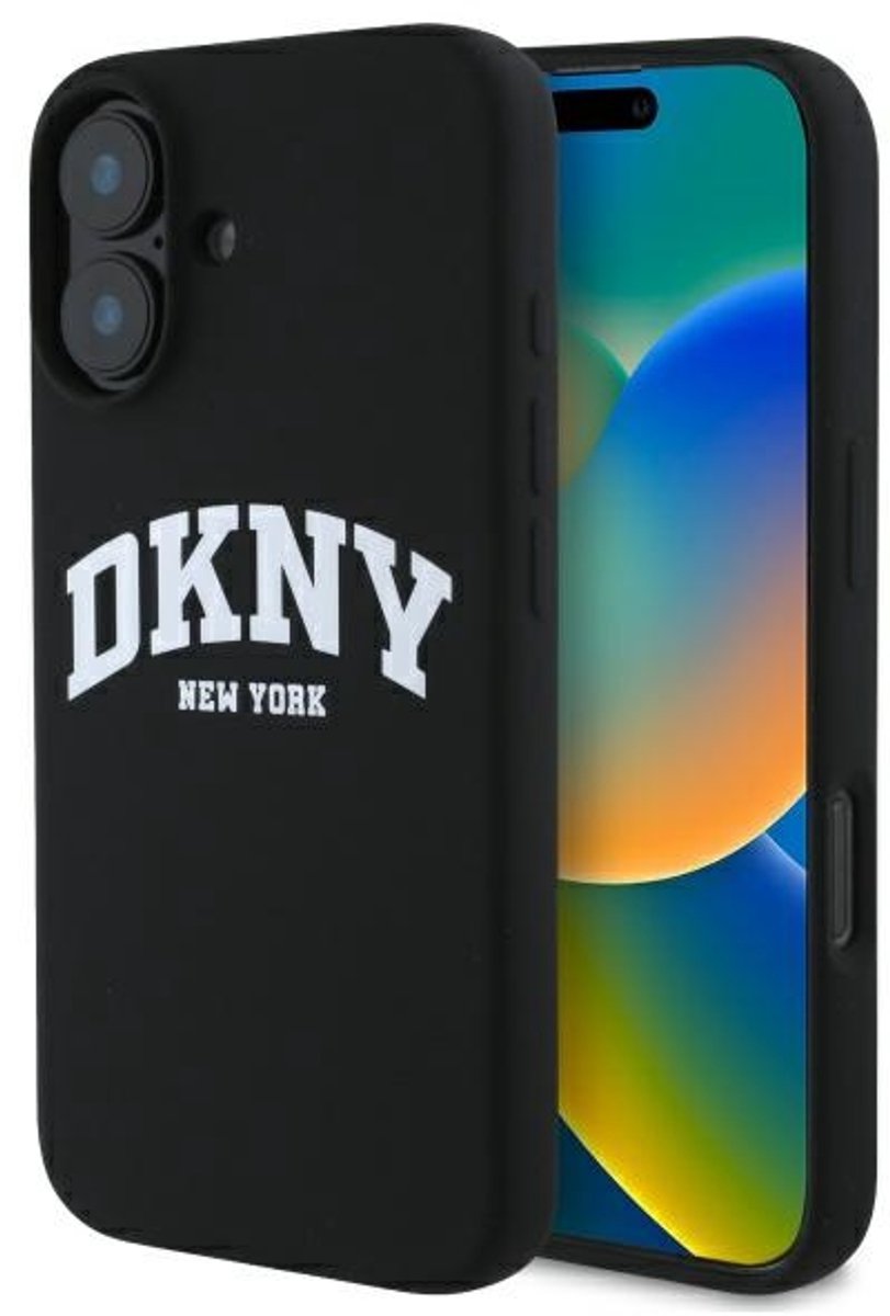 DKNY MagSafe Serie - Zwart Silicone Logo Etui - iPhone 16 - Elegant Design