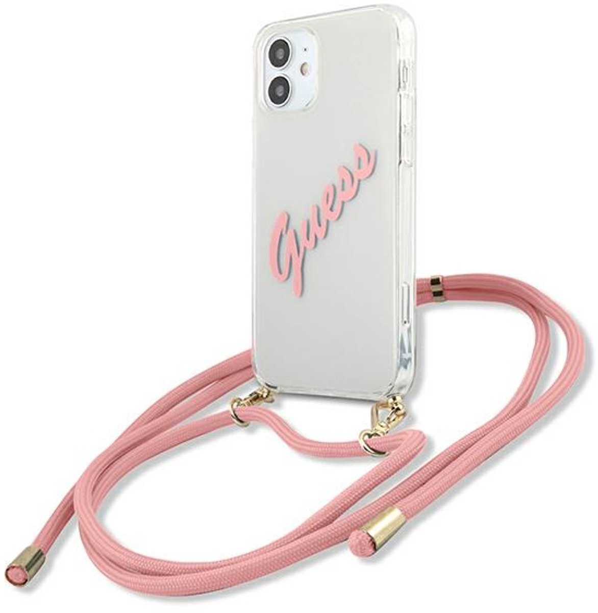 Guess - iPhone 12 mini Hoes - Hardcase - Script - Roze - Elegante Bescherming