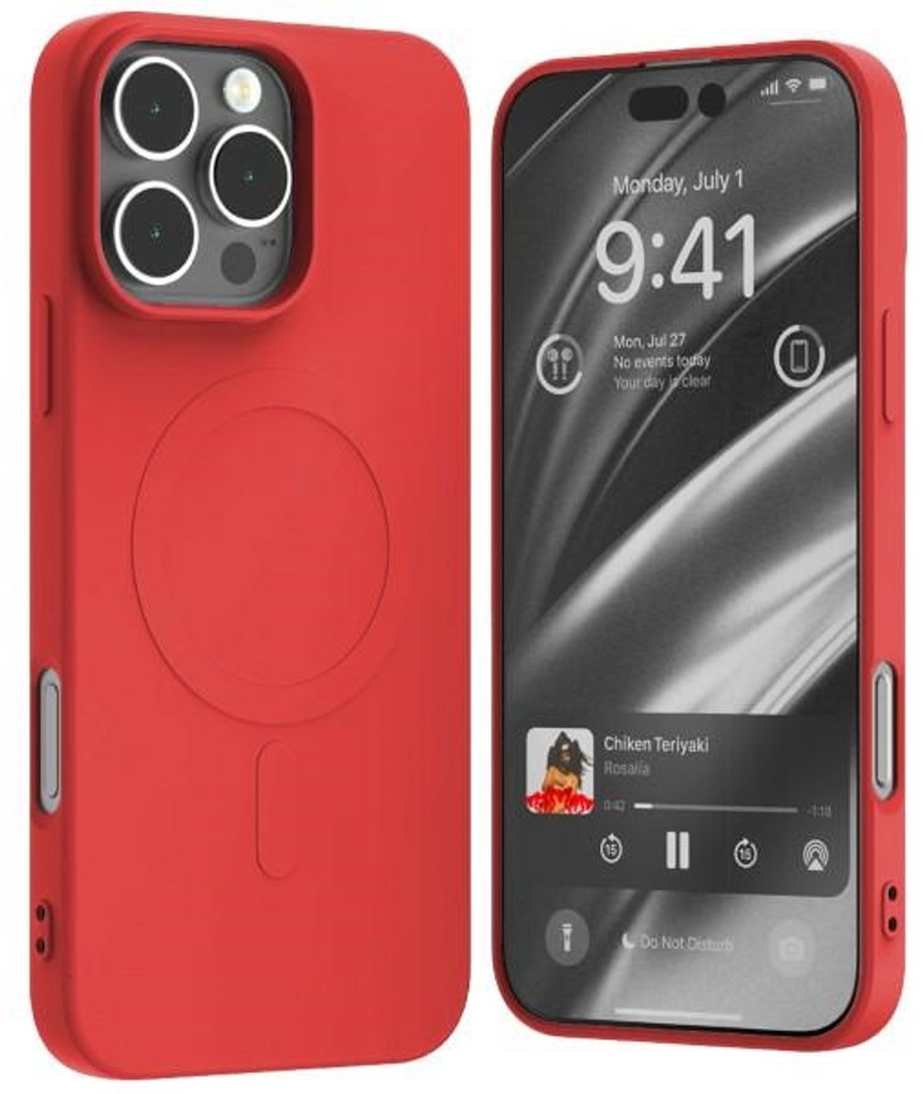 Mercury MagSafe Serie - iPhone 16 Pro Max Hoesje - Semi-Silicone - Rood
