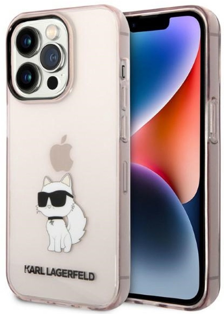 Karl Lagerfeld Ikonik Choupette Serie - Hardcase Etui - Różowy - iPhone 14 Pro Max