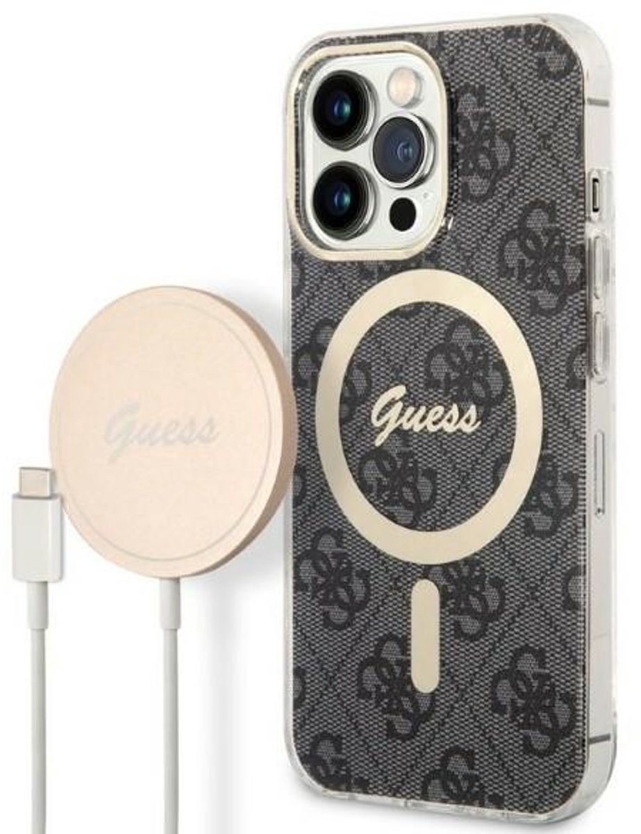 Guess MagSafe Serie - iPhone 13 Pro Hoesje - 4G Print Design - Zwart - MagSafe Technologie