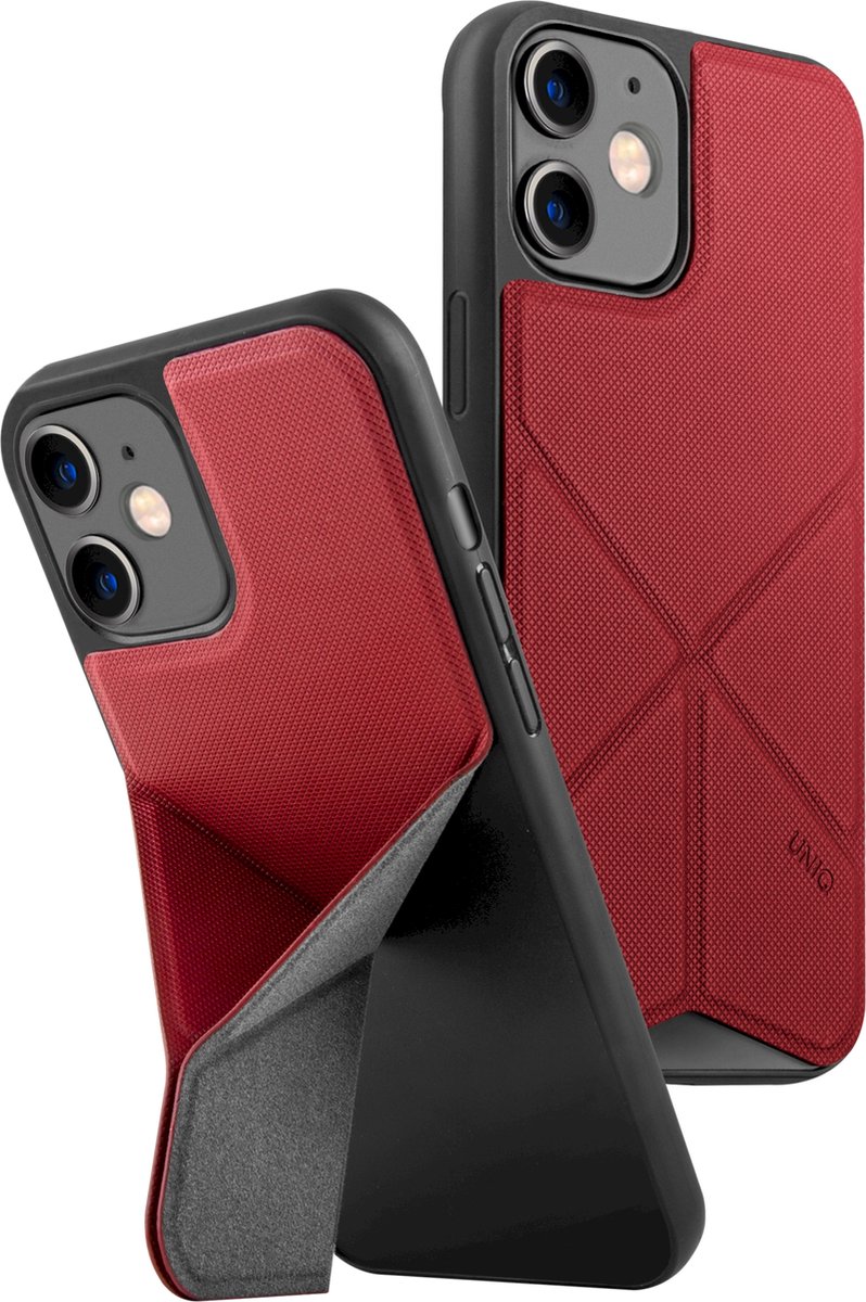 UNIQ Transforma Serie - Hoes voor iPhone 12 mini - Rood - Magnetische standaard - Kunststof