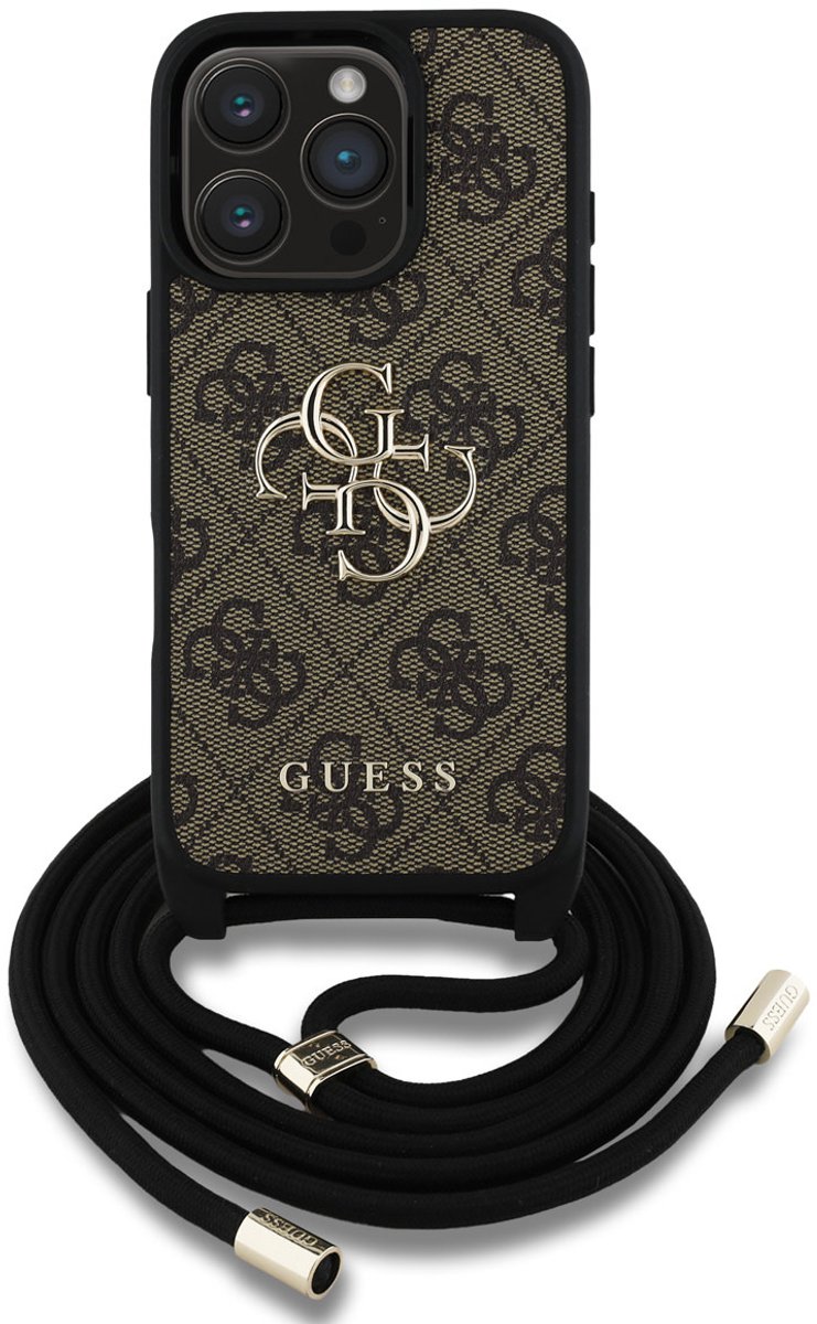 Guess 4G Serie - iPhone 16 Pro Hoesje - Bruin - Crossbody Ontwerp - Hoogwaardige Materialen