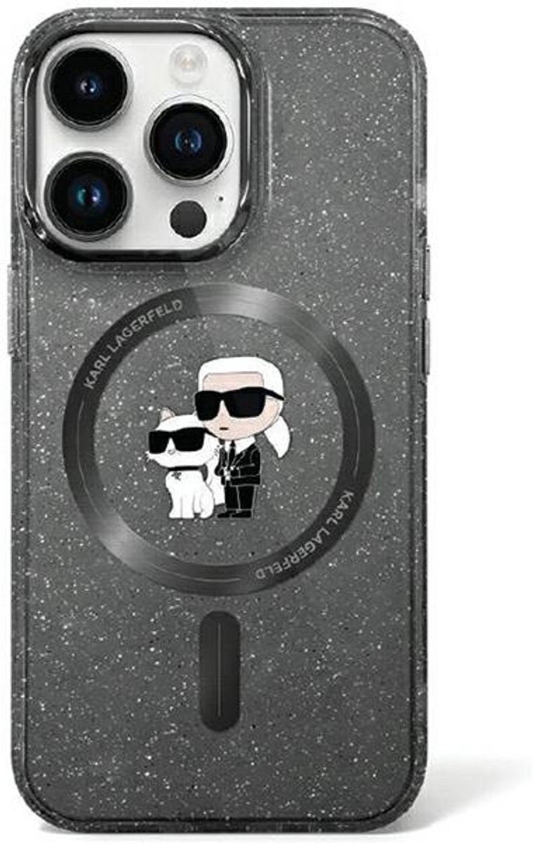 Karl Lagerfeld Karl&Choupette Series - iPhone 11 Hoesje - Zwart - Glitter - MagSafe