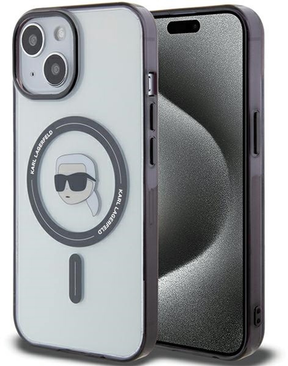 Karl Lagerfeld Karl's Head Serie - Transparante MagSafe Hoes - iPhone 15 - 3D Effect