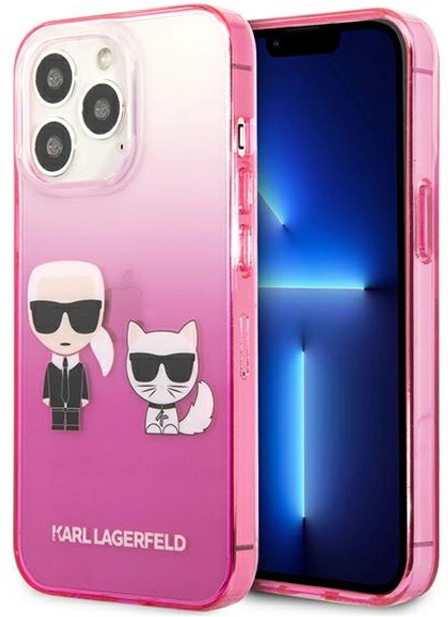 Karl Lagerfeld Gradient Ikonik - iPhone 13 Hoesje - Roze - Elegante Bescherming