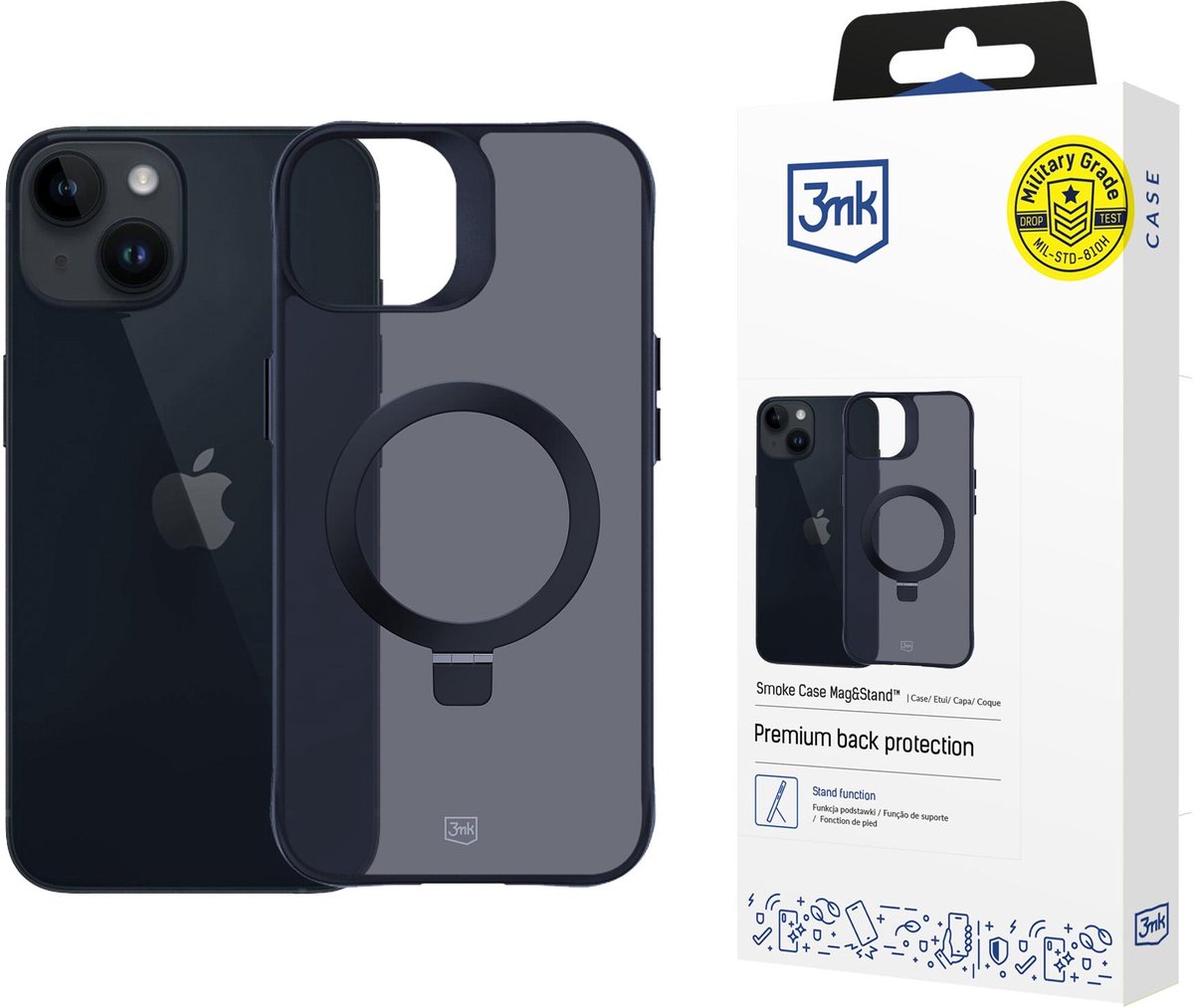 3MK Smoke Serie - iPhone 14 Plus Hoesje - MagSafe Stand - Dymkleurig - Stevig TPU Materiaal