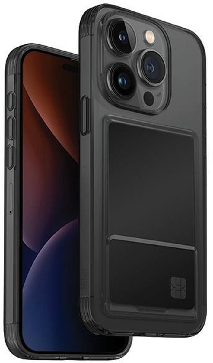 UNIQ Air Fender Series - iPhone 15 Pro Max Case - Slot voor Kaarten - Grijs