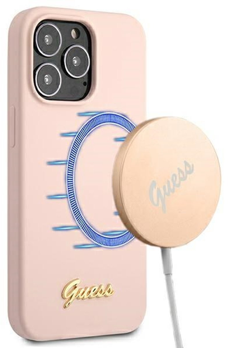 Guess Serie - Siliconen Hoesje - iPhone 13 Pro Max - MagSafe Compatibel - Goud Logo