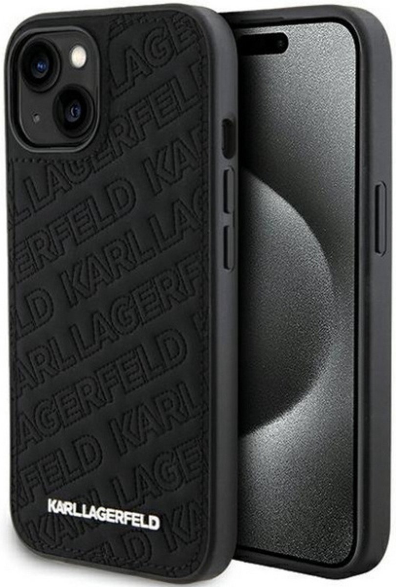 Karl Lagerfeld Quilted Pattern Back Case - Geschikt voor Apple iPhone 15 Plus (6.7") - Zwart