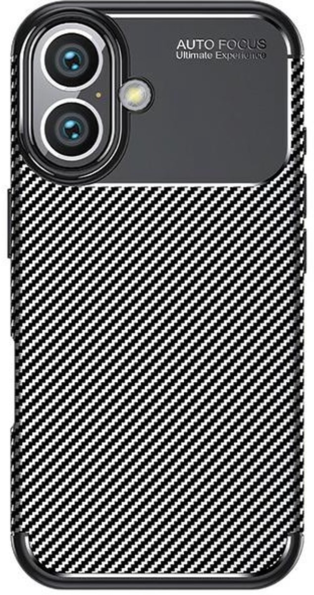 Beline Serie - iPhone 16 Plus Hoesje - Carbon Armor - Zwart - Antislip