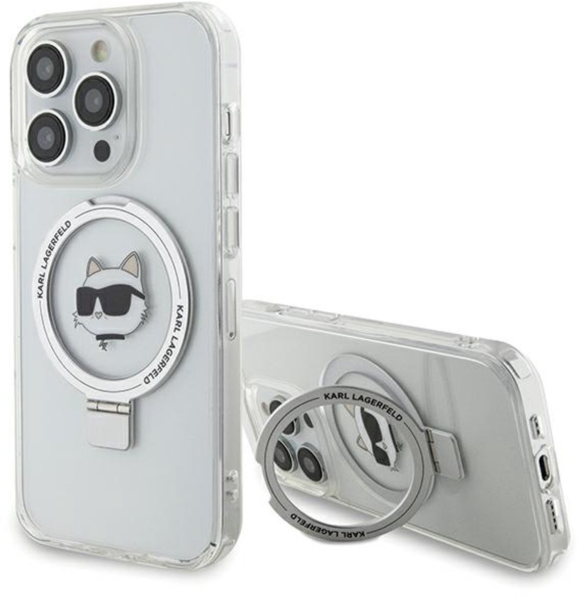 Karl Lagerfeld Choupette Head Serie - Telefoonhoezen - Ring Stand - MagSafe - Wit