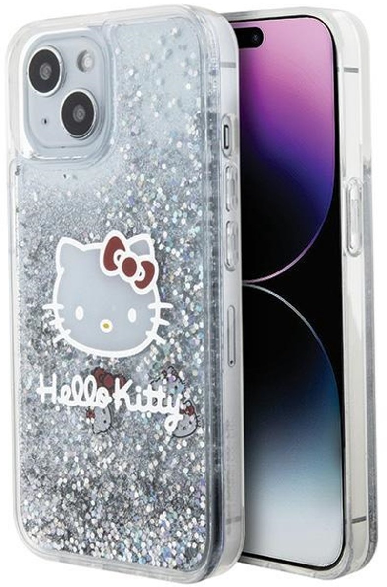 Hello Kitty Serie - Hardcase iPhone 14 - Zilver - Uitzonderlijk Design - Glittercharms
