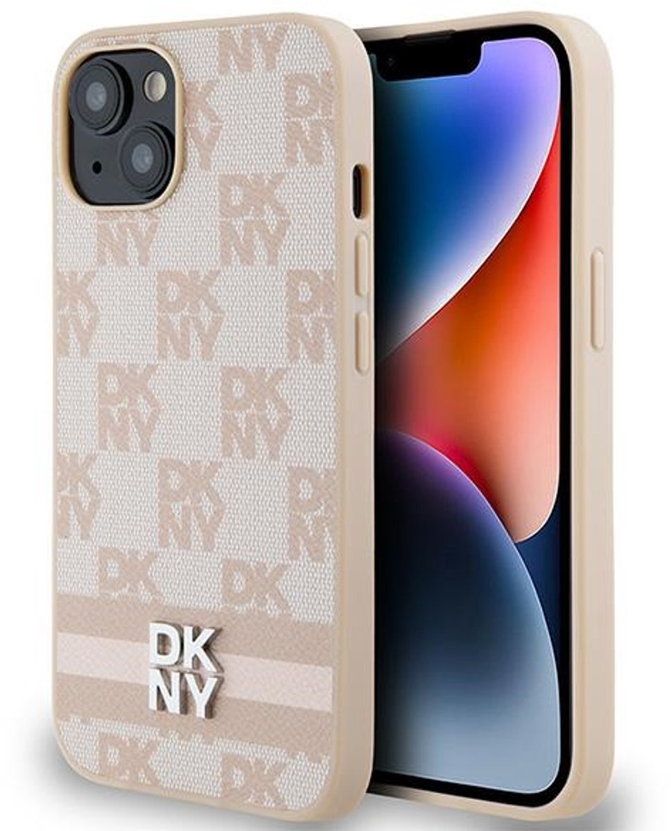 DKNY - iPhone 15 Plus - Luxe Skins - Roze - Lederen Design
