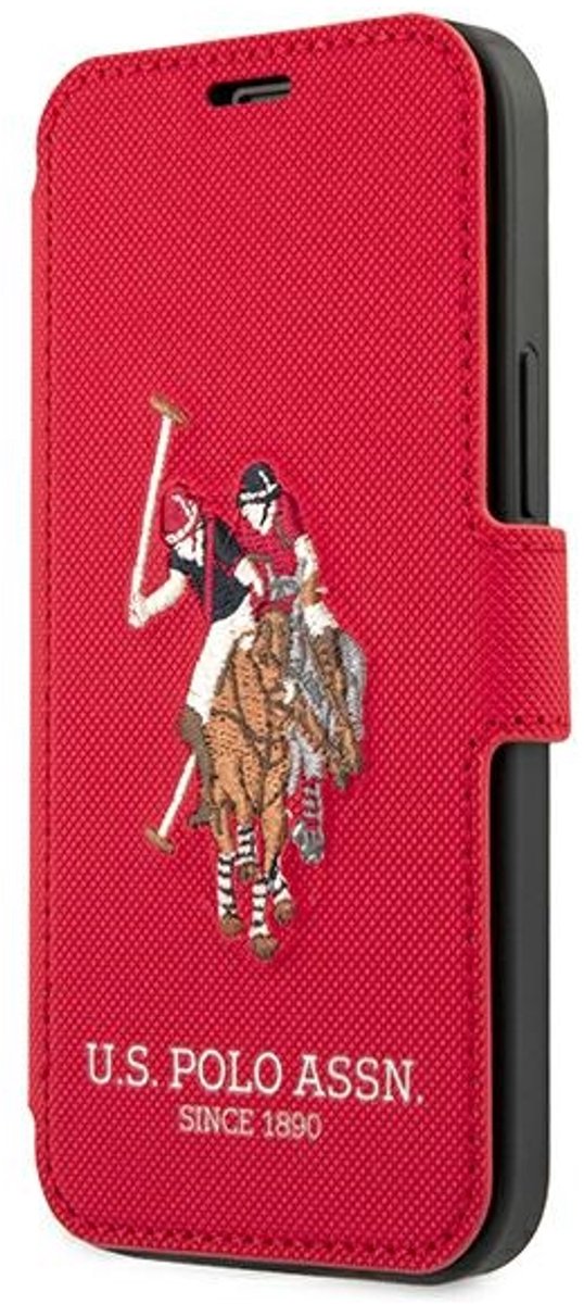 U.S. Polo Assn Polo Embroidery Series - Hoesje met Klep - iPhone 12 mini - Cyaan - Premium Materiaal