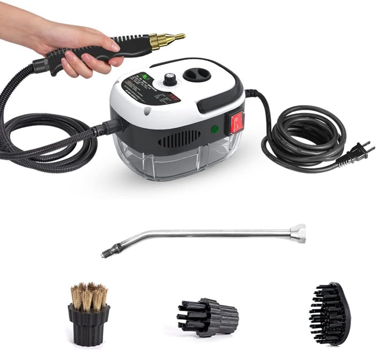 KZQ Draagbare Handstoomreiniger 2500W Hogetemperatuur Hoge Druk Wit Met Borstelkop Voor Auto En Huis