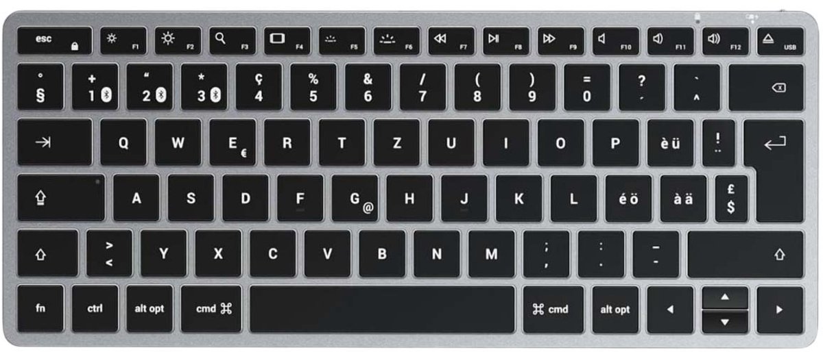 Satechi, Clavier Rétroéclairé Espagnol Bluetooth Compact Slim X1 sans Pavé Num, Grijs