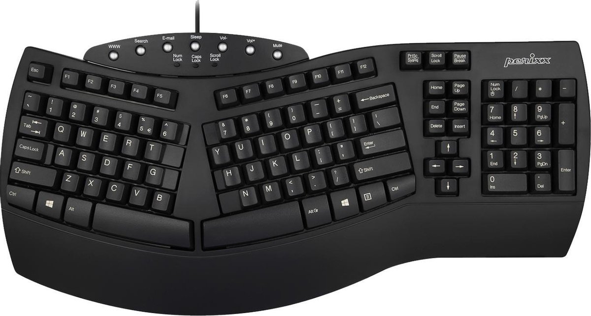 Perixx Periboard 512 Ergonomisch toetsenbord - Gesplitst design - QWERTY/US