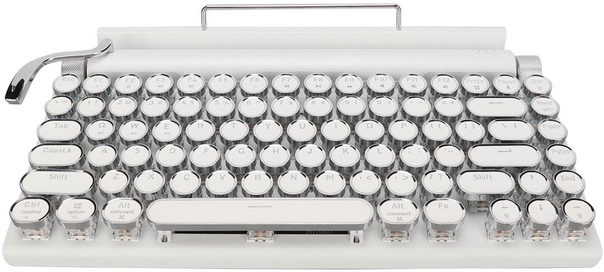Retro Mechanical Bluetooth Gaming Keyboard met Blue Switch - 83 Toetsen - Wit