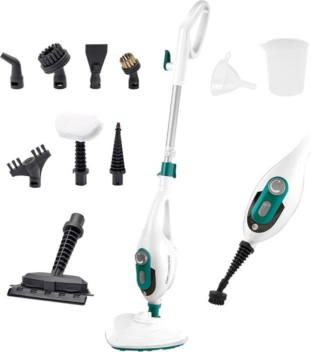 Aurixi® Stoomreiniger vloer - Stoomreiniger - Stoomreinigers - Wit - ‎107cm x 28cm x 25cm; 2.5 kg