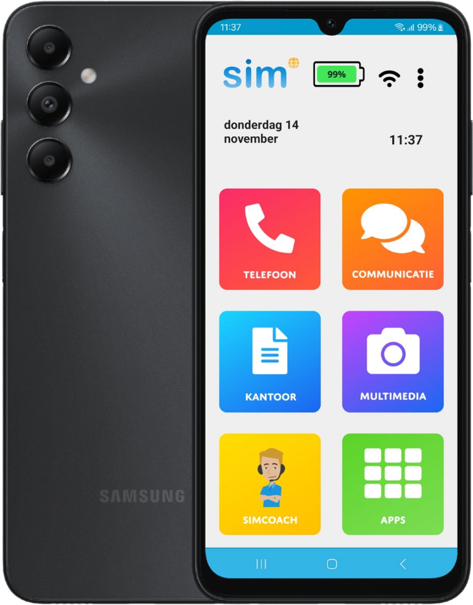 SimPhone senioren smartphone inclusief beschermhoes en hulp bij gebruik