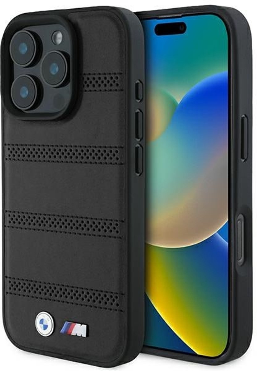 BMW Hardcase - iPhone 16 Pro - Zwart - MagSafe - Perforaties Leren Design