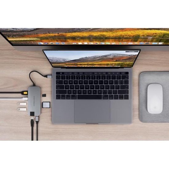 Hyper Slim usb C 8 In 1 Docking Station Space Gray - Zwart