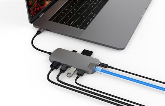Hyper Slim usb C 8 In 1 Docking Station Space Gray - Zwart