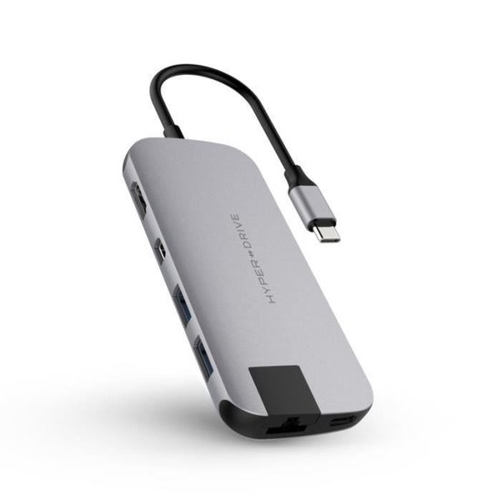 Hyper Slim usb C 8 In 1 Docking Station Space Gray - Zwart