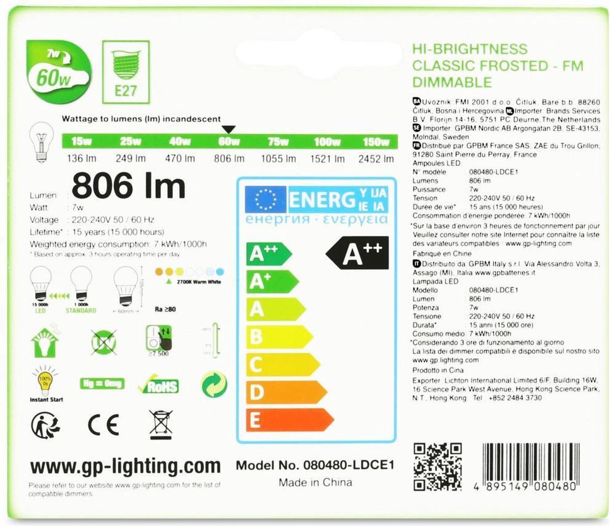 GP Led-filamentlamp - Wit
