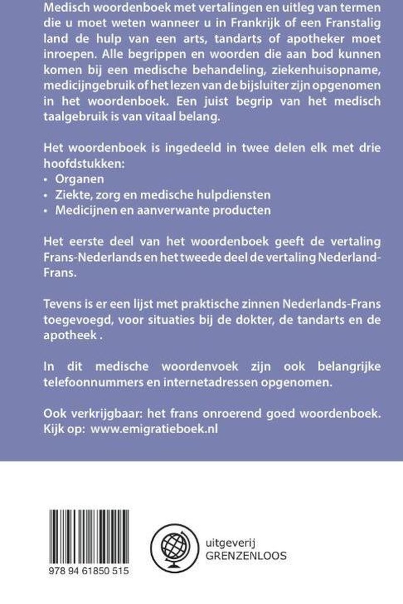 Uitgeverij Grenzenloos Het Frans medisch woordenboek