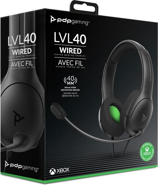 PDP LVL40 Bedrade Stereo Headset Xbox Series X en Xbox One - Zwart