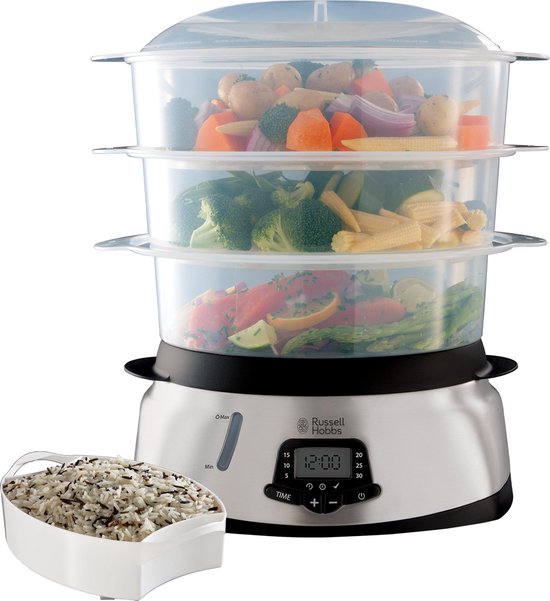 Russell Hobbs MaxiCook 3 Tier Digital Food Steamer 23560-56 - Zwart