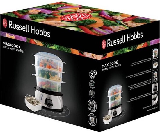 Russell Hobbs MaxiCook 3 Tier Digital Food Steamer 23560-56 - Zwart