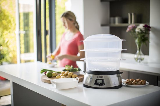 Russell Hobbs MaxiCook 3 Tier Digital Food Steamer 23560-56 - Zwart