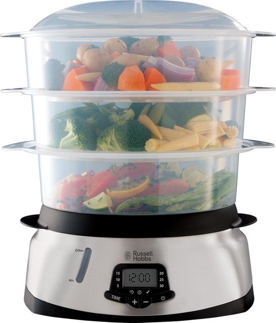 Russell Hobbs MaxiCook 3 Tier Digital Food Steamer 23560-56 - Zwart