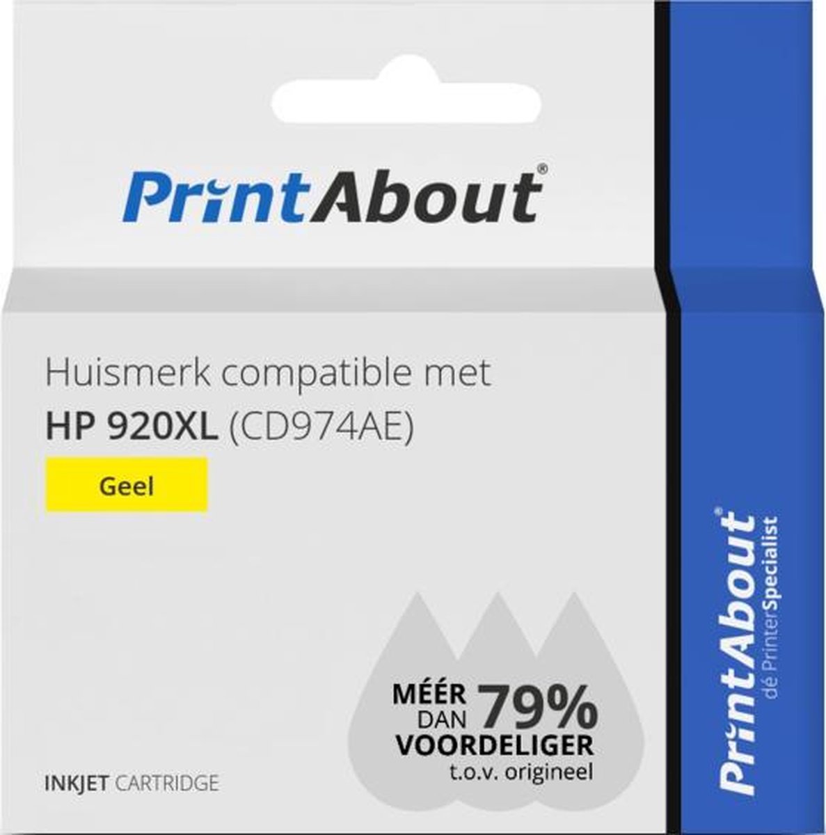 PrintAbout Huismerk compatible met HP 920XL (CD974AE) Inktcartridge Hoge capaciteit - Geel