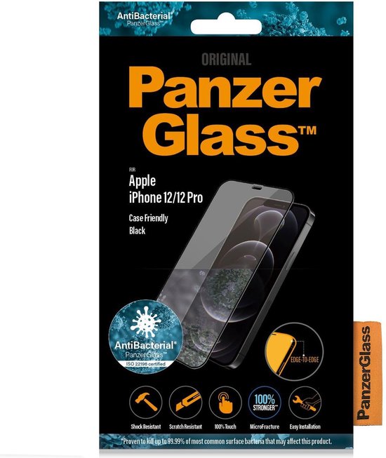 PanzerGlass Case Friendly Apple iPhone 12 / 12 Pro Screenprotector Glas - Negro