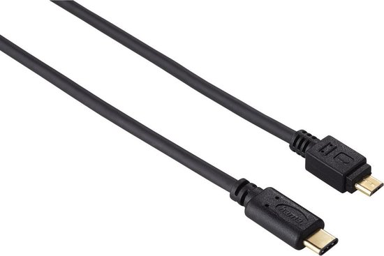 Hama USB-C-naar-Micro-USB-kabel 3 sterren 0,15m - Zwart