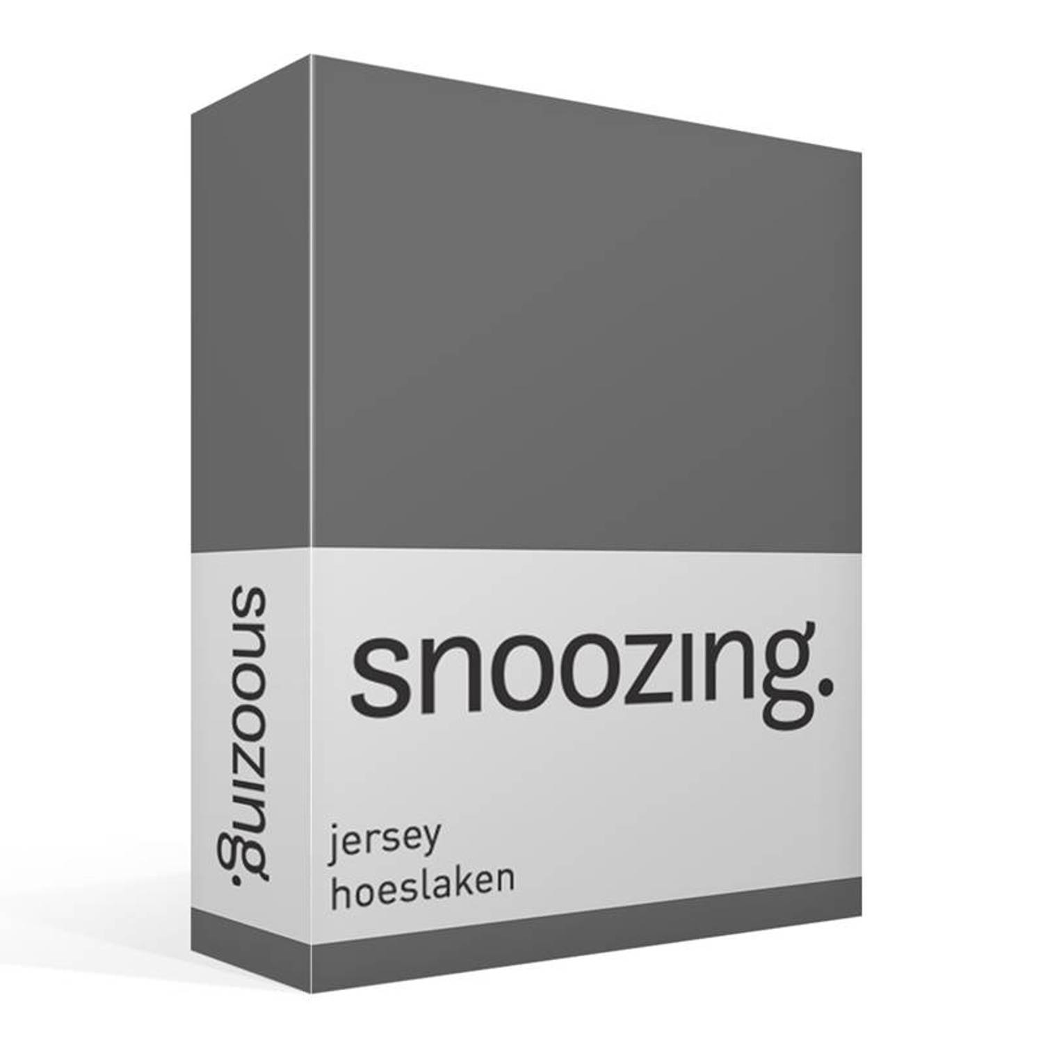 Snoozing Jersey Hoeslaken - 100% Gebreide Jersey Katoen - 1-persoons (90x210/220 Cm) - Antraciet - Grijs