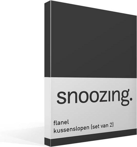 Snoozing Flanel Kussenslopen (Set Van 2) - 100% Geruwde Flanel-katoen - 40x60 Cm - Kindermaat - Antraciet - Grijs