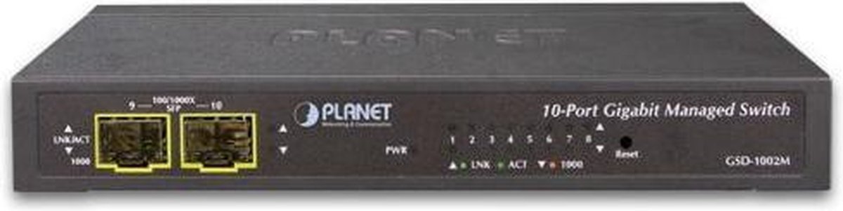 Assmann Planet GSD-1002M netwerk-switch Managed L2+ Gigabit Ethernet (10/100/1000) 1U - Zwart