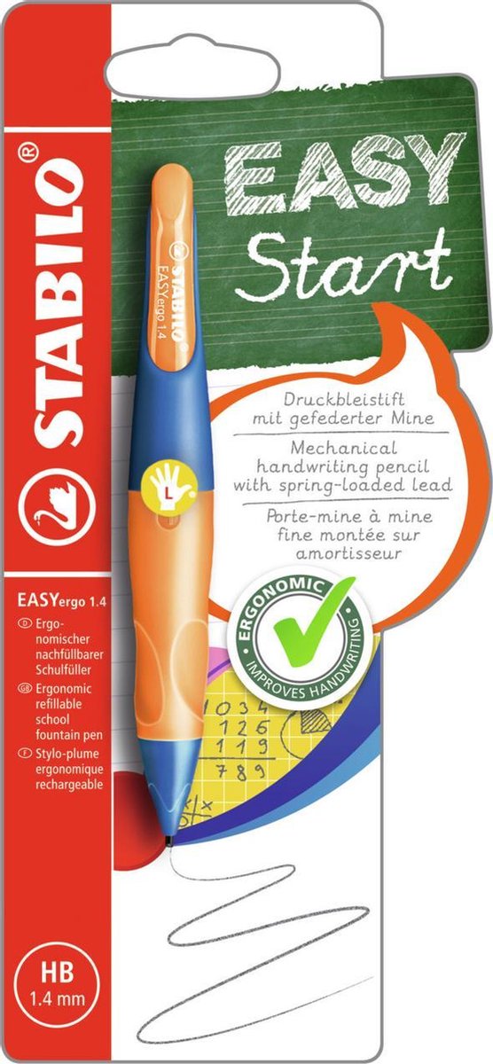 Stabilo Vulpotlood Easy Ergo Marine/ Voor Linkshandigen Blister Met 1 Stuk - Oranje