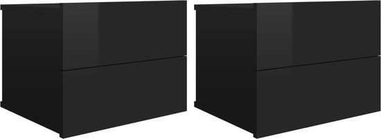 Vidaxl Nachtkastjes 2 St 40x30x30 Cm Spaanplaat Hoogglans - Zwart