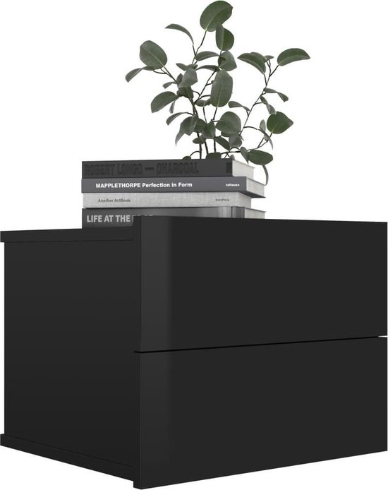 Vidaxl Nachtkastjes 2 St 40x30x30 Cm Spaanplaat Hoogglans - Zwart
