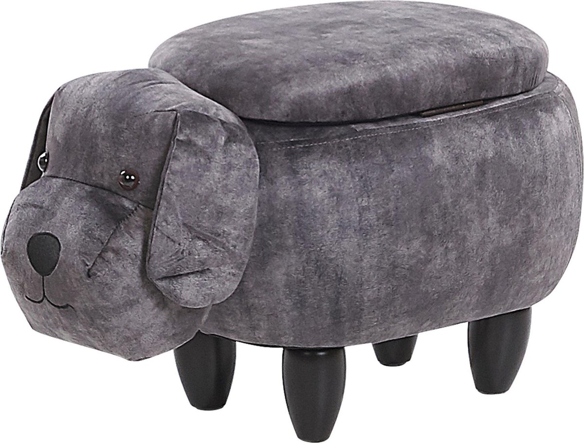 Beliani Doggy Hocker Fluweel 36 X 62 Cm - Grijs