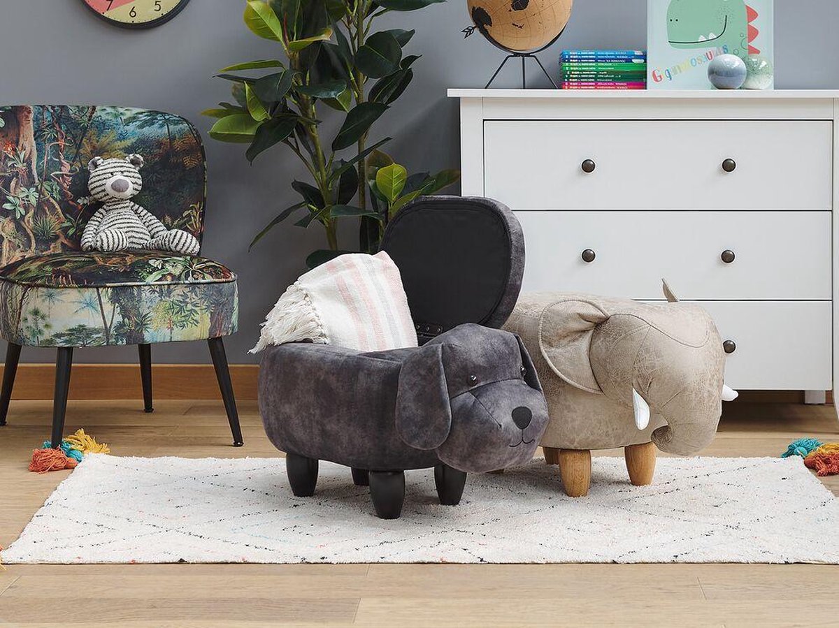 Beliani Doggy Hocker Fluweel 36 X 62 Cm - Grijs