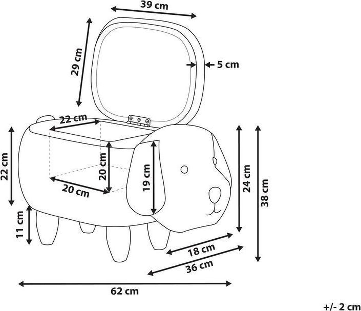 Beliani Doggy Hocker Fluweel 36 X 62 Cm - Grijs