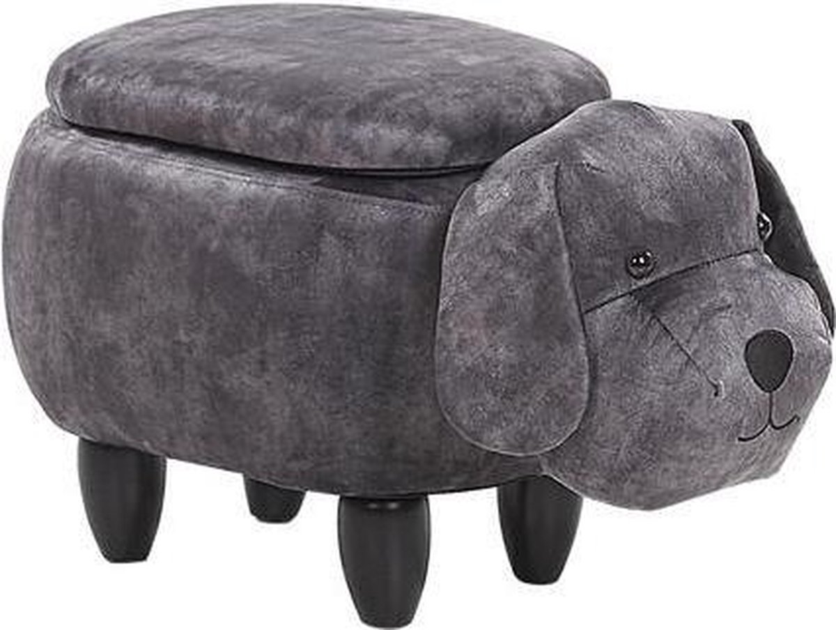 Beliani Doggy Hocker Fluweel 36 X 62 Cm - Grijs