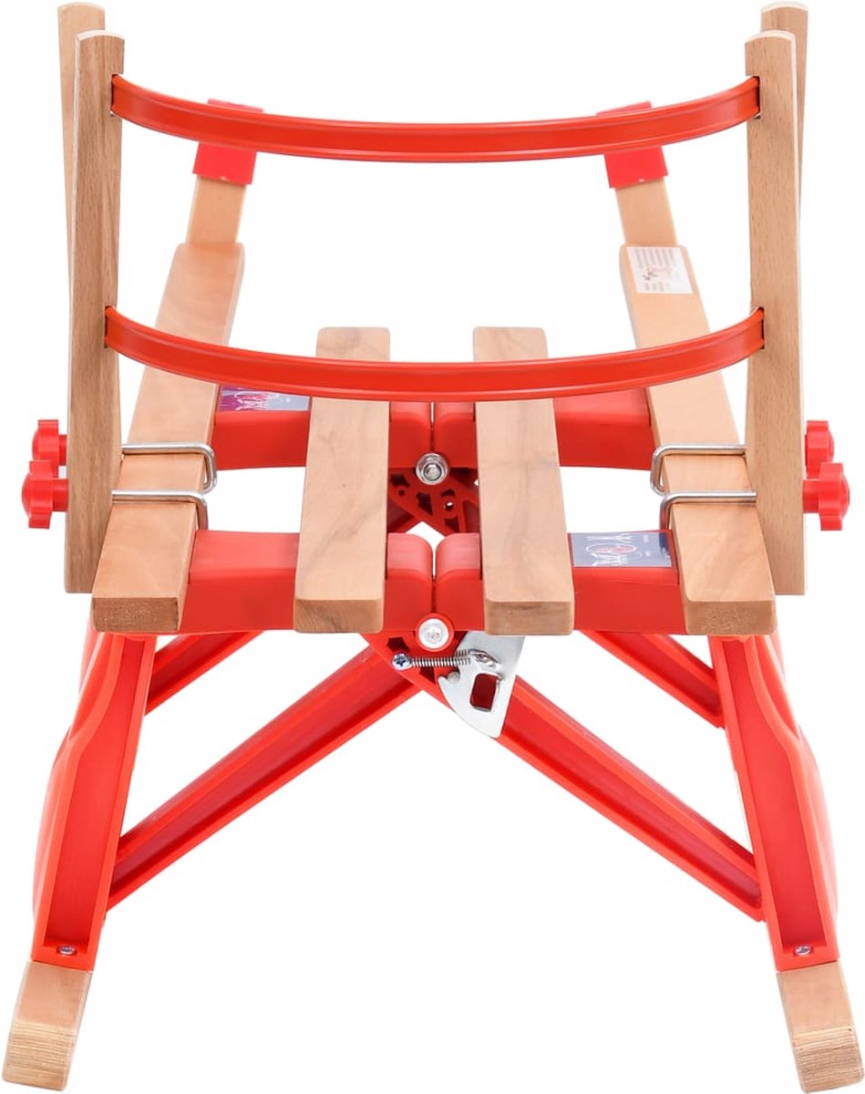 Vidaxl Sneeuwslee Met Rugleuning Inklapbaar 110 Cm Hout - Rood
